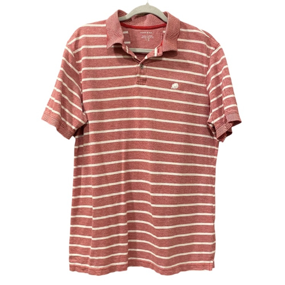 Banana Republic Factory Feeder Striped Polo Red Bandana Size Large 100% Cotton